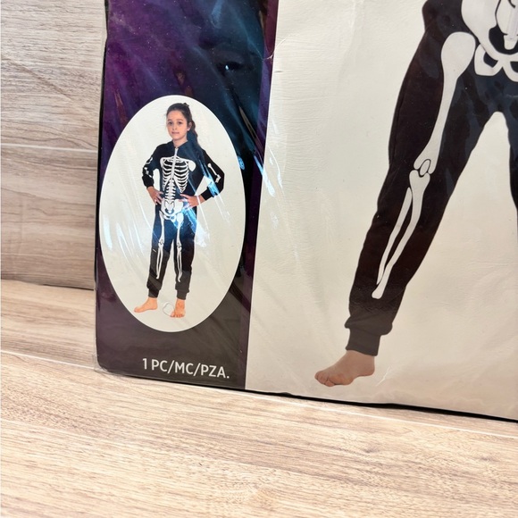 Kids Skeleton Costume with Hood Xl - Picture 3 of 6